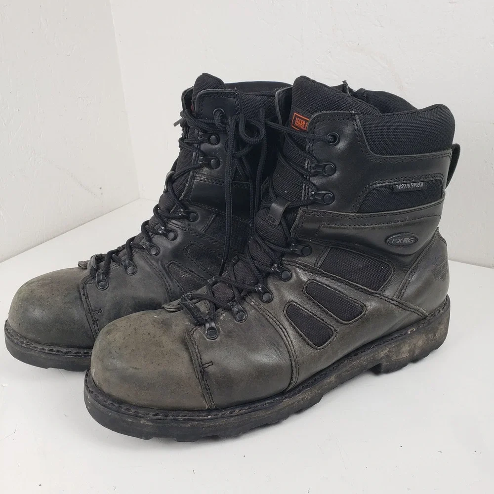 Harley Davidson FXRG Mens 14M Waterproof Black Leather Riding Boots D98304